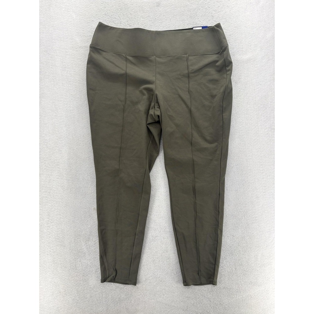 APT.9 Leggings Womens 1X Green Ponte Ankle Mid Rise Tummy Control Stretch NWT